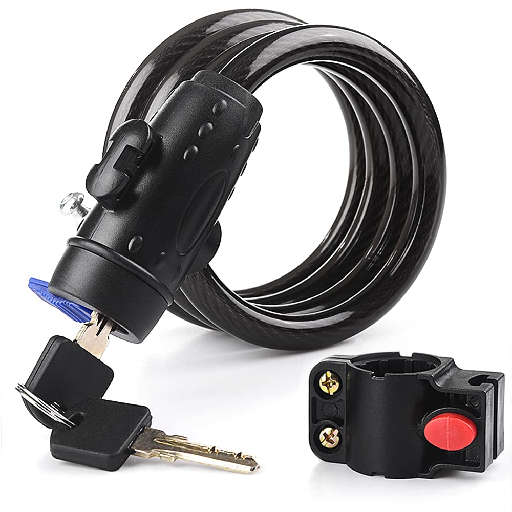 1.2m 2 Keys Bicycle Lock Bike Cable Locks Motorcycle Lock Mounting Bracket Scooter Lock V324-BKLOCK