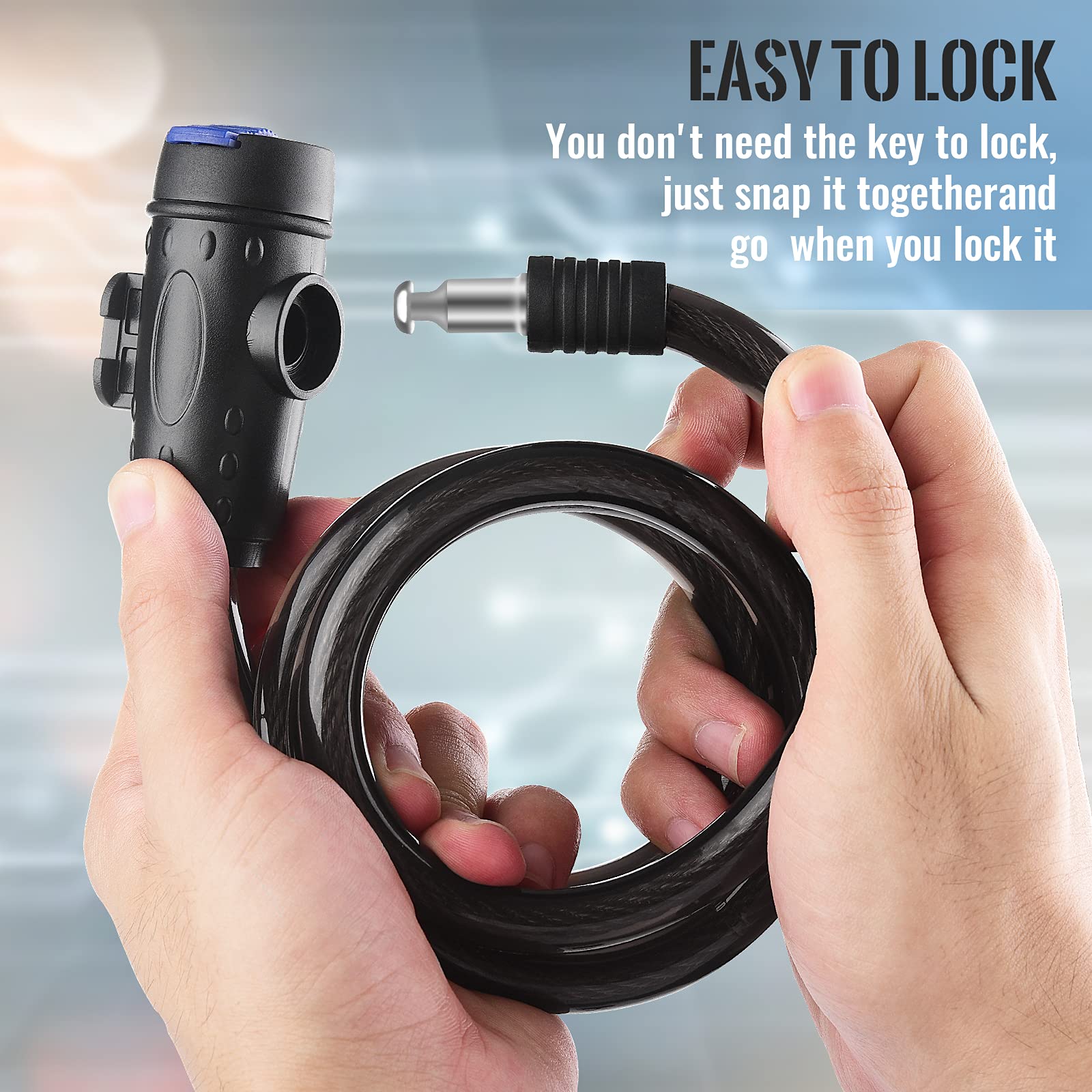 1.2m 2 Keys Bicycle Lock Bike Cable Locks Motorcycle Lock Mounting Bracket Scooter Lock V324-BKLOCK