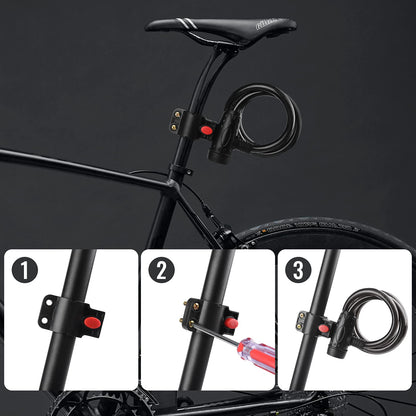 1.2m 2 Keys Bicycle Lock Bike Cable Locks Motorcycle Lock Mounting Bracket Scooter Lock V324-BKLOCK