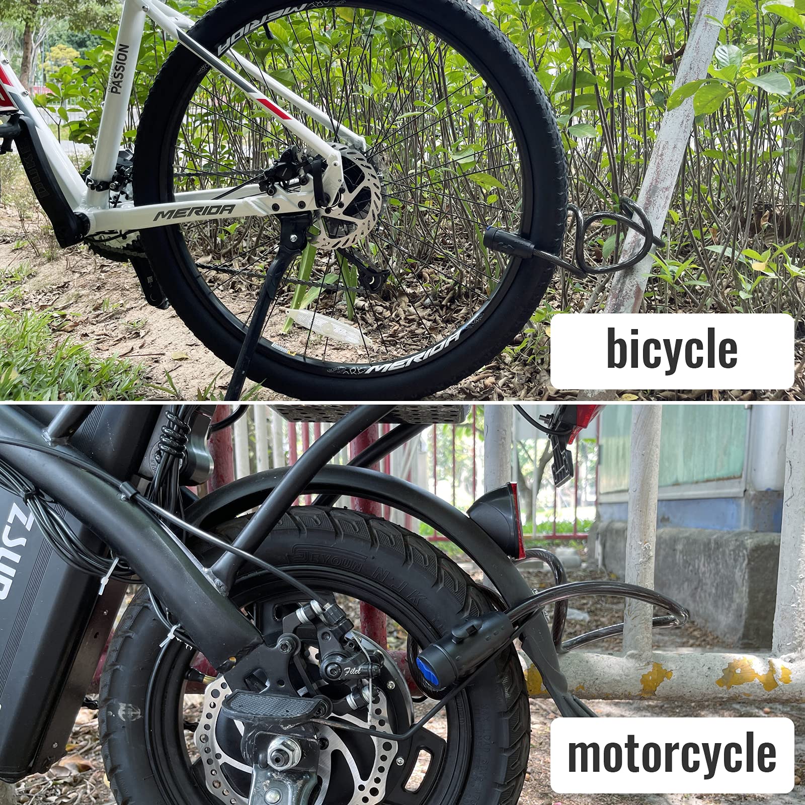 1.2m 2 Keys Bicycle Lock Bike Cable Locks Motorcycle Lock Mounting Bracket Scooter Lock V324-BKLOCK