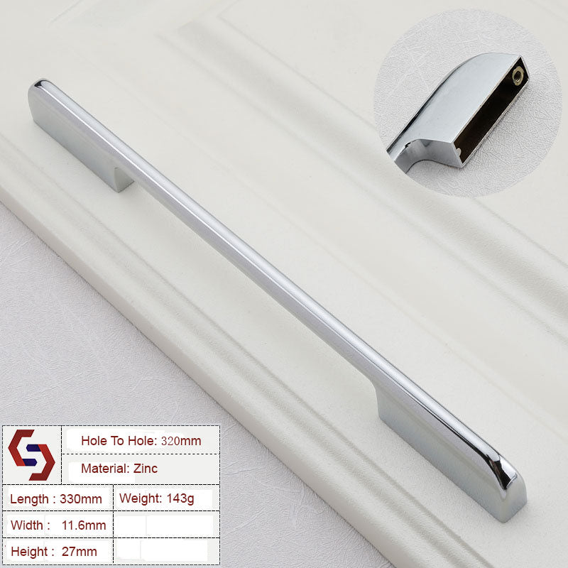 Zinc Kitchen Cabinet Handles Drawer Bar Handle Pull silver color hole to hole size 320mm V324-BL-2019-SILVER-320