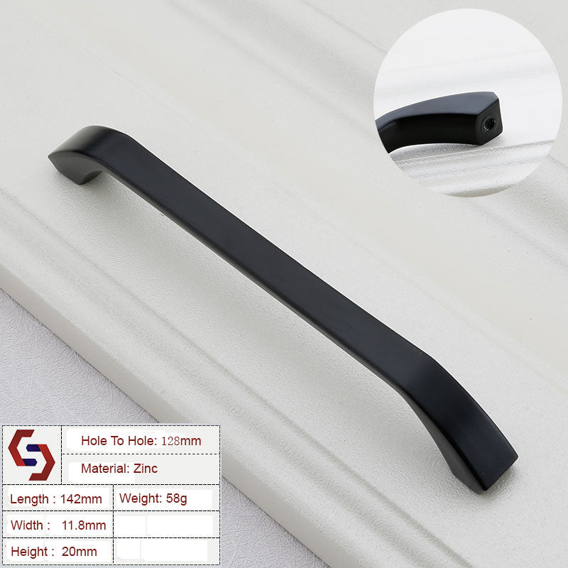 Zinc Kitchen Cabinet Handles Bar Drawer Handle Pull black color hole to hole 128MM V324-BL-2140-BLACK-128