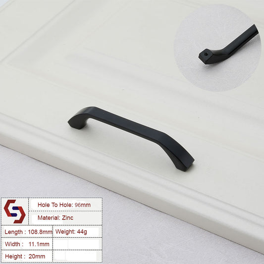 Zinc Kitchen Cabinet Handles Bar Drawer Handle Pull black color hole to hole 96MM V324-BL-2140-BLACK-96