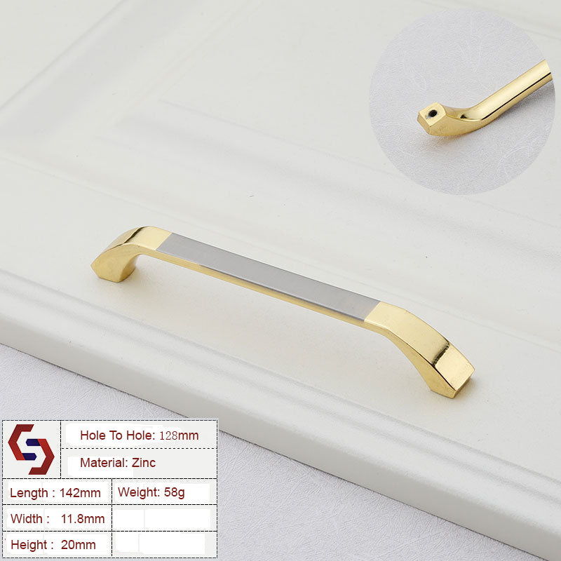 Zinc Kitchen Cabinet Handles Bar Drawer Handle Pull gold color hole to hole 128MM V324-BL-2140-GOLD-128