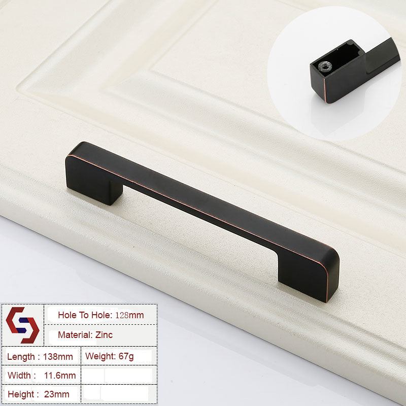 Zinc Kitchen Cabinet Handles Drawer Bar Handle Pull black+copper color hole to hole size 128mm V324-BL-2354-BC-128