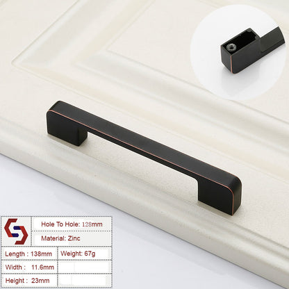 Zinc Kitchen Cabinet Handles Drawer Bar Handle Pull black+copper color hole to hole size 128mm V324-BL-2354-BC-128
