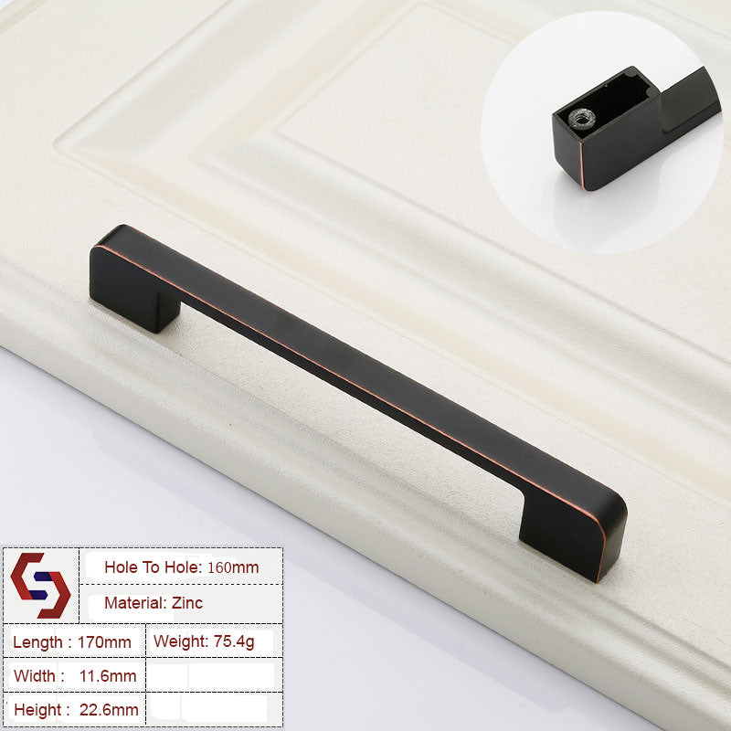 Zinc Kitchen Cabinet Handles Drawer Bar Handle Pull black+copper color hole to hole size 160mm V324-BL-2354-BC-160