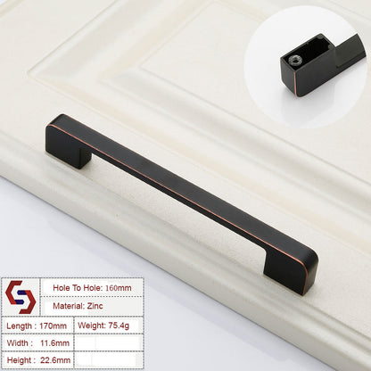 Zinc Kitchen Cabinet Handles Drawer Bar Handle Pull black+copper color hole to hole size 160mm V324-BL-2354-BC-160