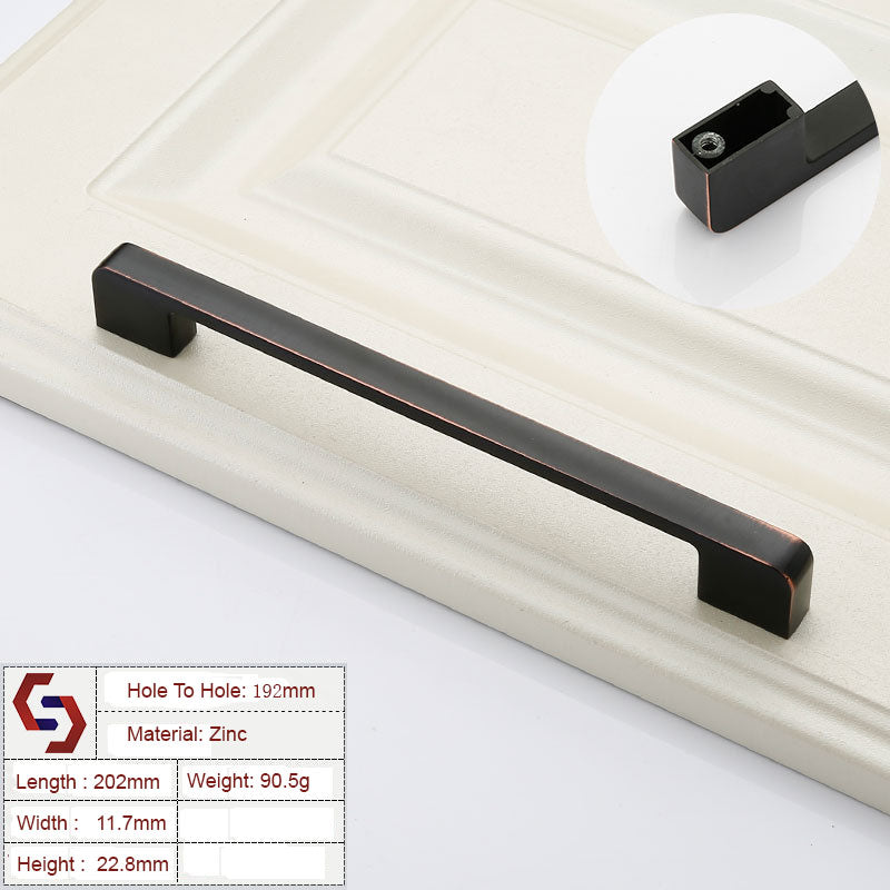 Zinc Kitchen Cabinet Handles Drawer Bar Handle Pull black+copper color hole to hole size 192mm V324-BL-2354-BC-192