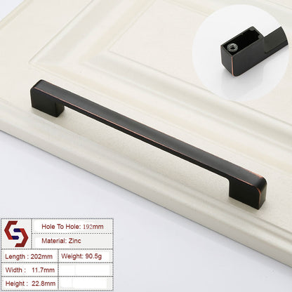 Zinc Kitchen Cabinet Handles Drawer Bar Handle Pull black+copper color hole to hole size 192mm V324-BL-2354-BC-192