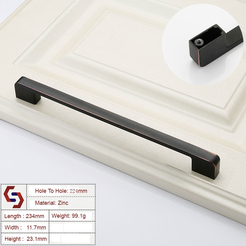 Zinc Kitchen Cabinet Handles Drawer Bar Handle Pull black+copper color hole to hole size 224mm V324-BL-2354-BC-224