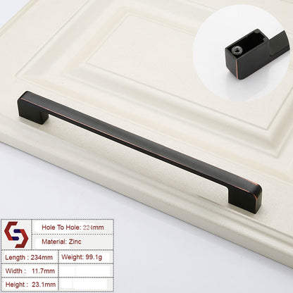 Zinc Kitchen Cabinet Handles Drawer Bar Handle Pull black+copper color hole to hole size 224mm V324-BL-2354-BC-224