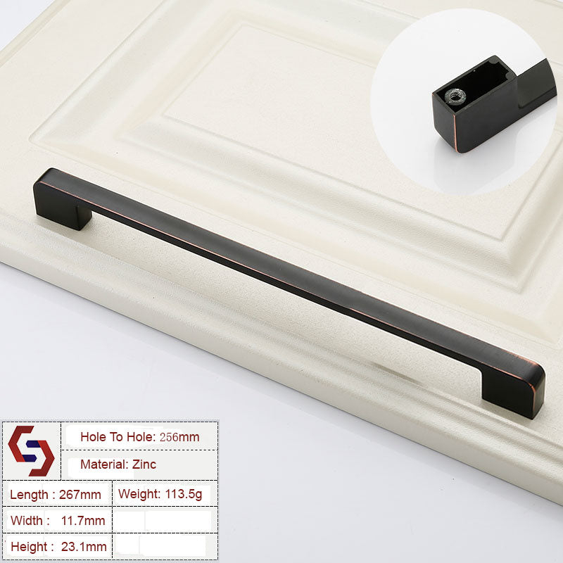 Zinc Kitchen Cabinet Handles Drawer Bar Handle Pull black+copper color hole to hole size 256mm V324-BL-2354-BC-256