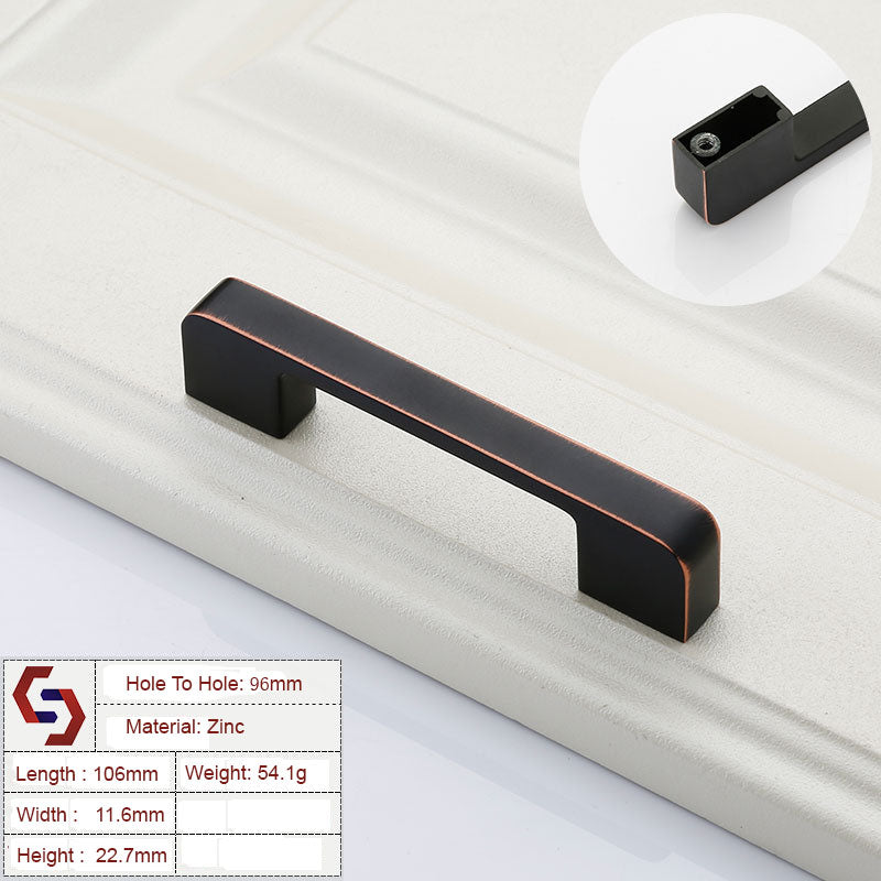 Zinc Kitchen Cabinet Handles Drawer Bar Handle Pull black+copper color hole to hole size 96mm V324-BL-2354-BC-96
