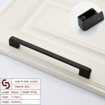 Zinc Kitchen Cabinet Handles Drawer Bar Handle Pull black color hole to hole size 192mm V324-BL-2354-BK-192