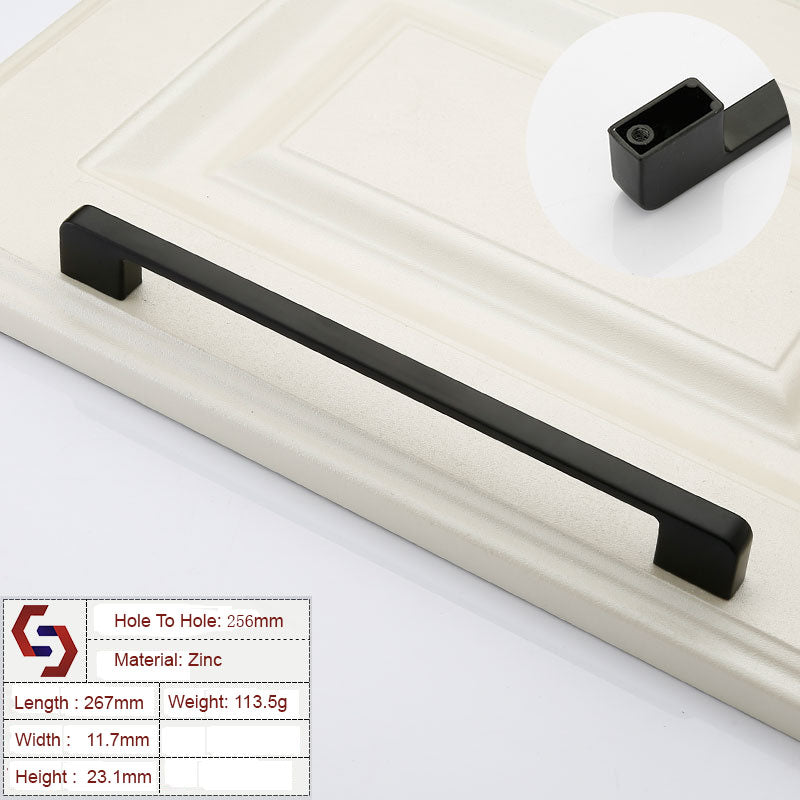 Zinc Kitchen Cabinet Handles Drawer Bar Handle Pull black color hole to hole size 256mm V324-BL-2354-BK-256