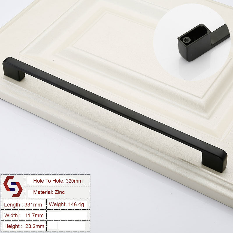 Zinc Kitchen Cabinet Handles Drawer Bar Handle Pull black color hole to hole size 320mm V324-BL-2354-BK-320