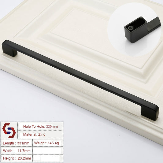 Zinc Kitchen Cabinet Handles Drawer Bar Handle Pull black color hole to hole size 320mm V324-BL-2354-BK-320
