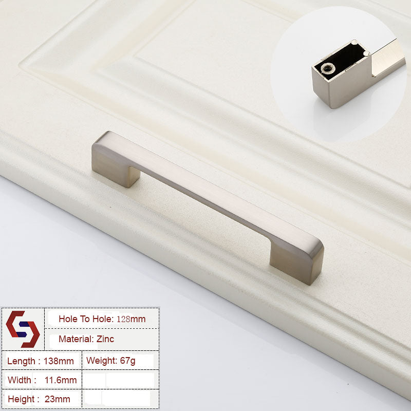 Zinc Kitchen Cabinet Handles Drawer Bar Handle Pull brushed silver color hole to hole size 128mm V324-BL-2354-BS-128