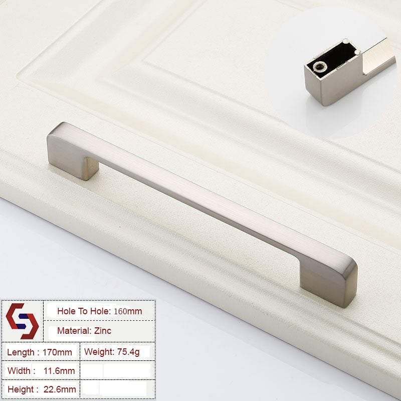 Zinc Kitchen Cabinet Handles Drawer Bar Handle Pull brushed silver color hole to hole size 160mm V324-BL-2354-BS-160