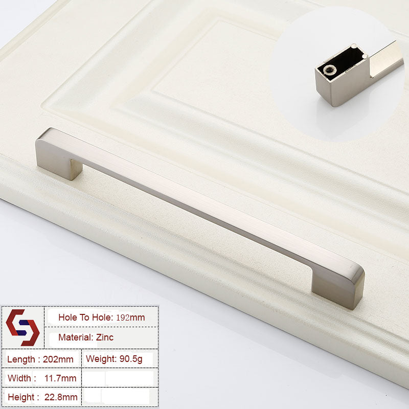 Zinc Kitchen Cabinet Handles Drawer Bar Handle Pull brushed silver color hole to hole size 192mm V324-BL-2354-BS-192