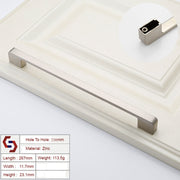 Zinc Kitchen Cabinet Handles Drawer Bar Handle Pull brushed silver color hole to hole size 256mm V324-BL-2354-BS-256