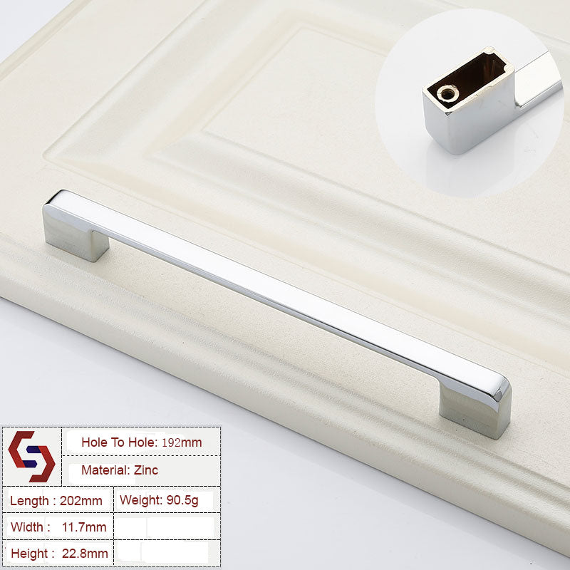 Zinc Kitchen Cabinet Handles Drawer Bar Handle Pull silver color hole to hole size 192mm V324-BL-2354-SI-192