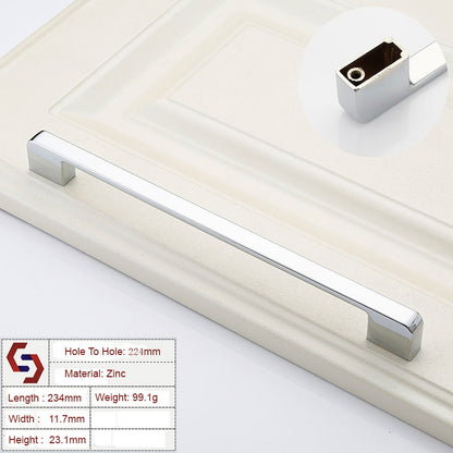 Zinc Kitchen Cabinet Handles Drawer Bar Handle Pull silver color hole to hole size 224mm V324-BL-2354-SI-224