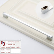Zinc Kitchen Cabinet Handles Drawer Bar Handle Pull silver color hole to hole size 256mm V324-BL-2354-SI-256