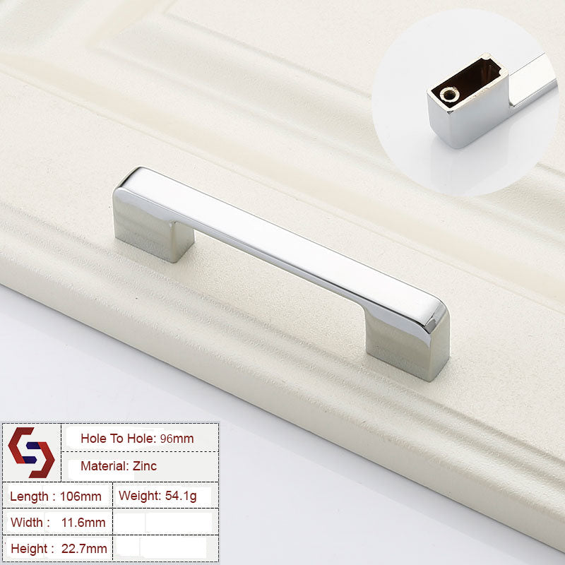 Zinc Kitchen Cabinet Handles Drawer Bar Handle Pull silver color hole to hole size 96mm V324-BL-2354-SI-96