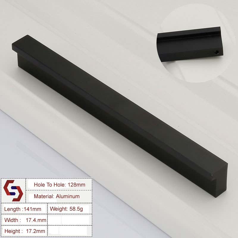 Aluminium Kitchen Cabinet Handles Drawer Bar Handle Pull 128mm V324-BL-6807-BK-128