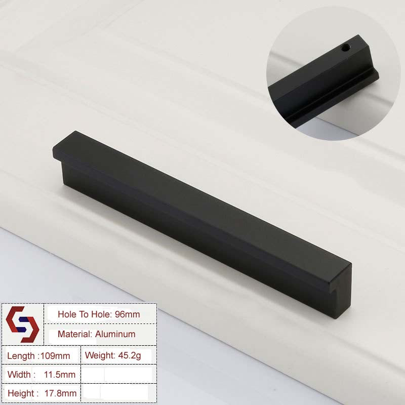 Aluminium Kitchen Cabinet Handles Drawer Bar Handle Pull 96mm V324-BL-6807-BK-96