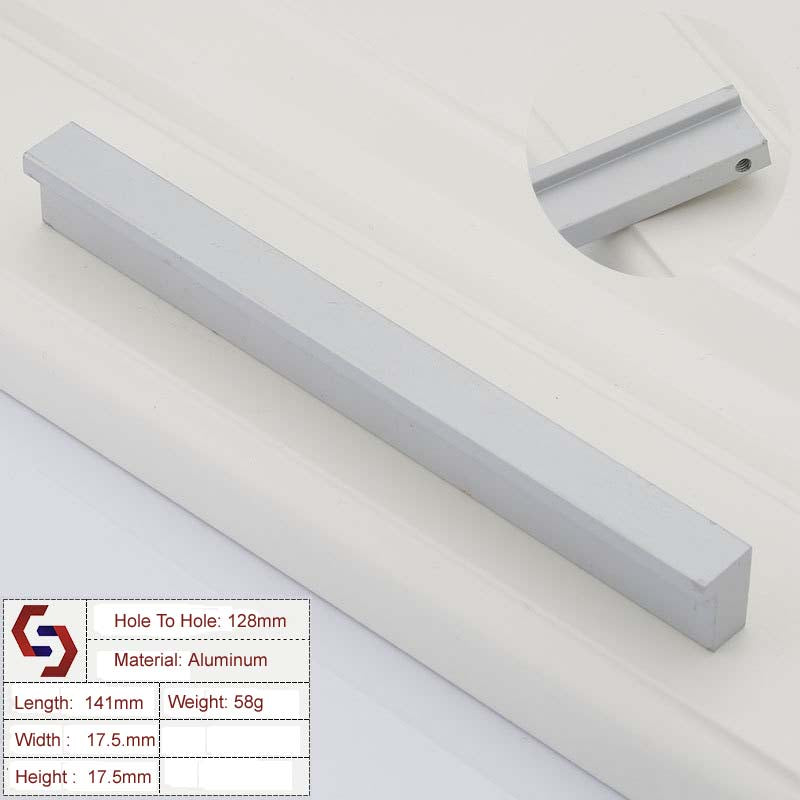 Aluminium Kitchen Cabinet Handles Drawer Bar Handle Pull Silver 128mm V324-BL-6807-SILVER-128