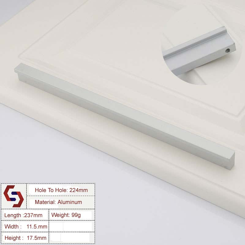 Aluminium Kitchen Cabinet Handles Drawer Bar Handle Pull Silver 224mm V324-BL-6807-SILVER-224
