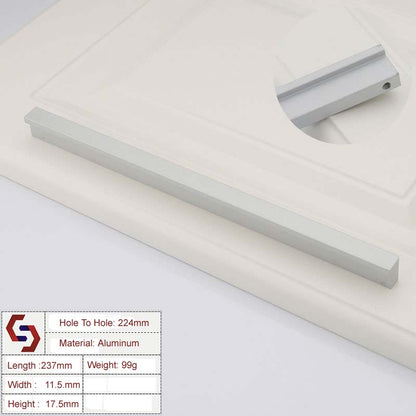 Aluminium Kitchen Cabinet Handles Drawer Bar Handle Pull Silver 224mm V324-BL-6807-SILVER-224