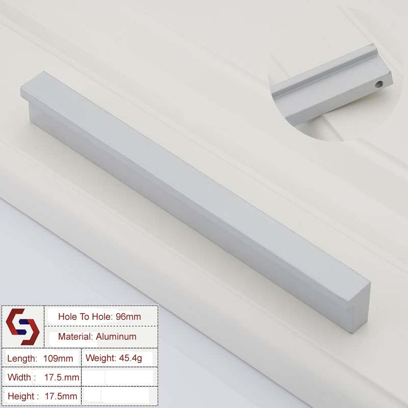 Aluminium Kitchen Cabinet Handles Drawer Bar Handle Pull Silver 96mm V324-BL-6807-SILVER-96