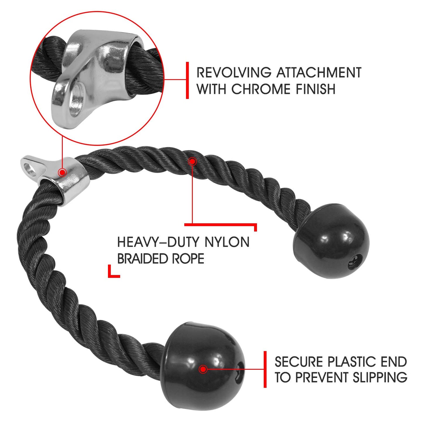 Tricep Rope Fitness Gym Pulley Pull Down Rope Cable Machine Attachment Pull down Rope V324-CABCRO-ROPE-D