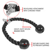 Tricep Rope Fitness Gym Pulley Pull Down Rope Cable Machine Attachment Pull down Rope V324-CABCRO-ROPE-D