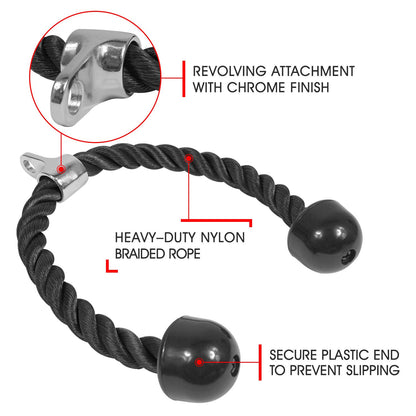 Tricep Rope Fitness Gym Pulley Pull Down Rope Cable Machine Attachment Pull down Rope V324-CABCRO-ROPE-D