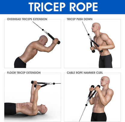 Tricep Rope Fitness Gym Pulley Pull Down Rope Cable Machine Attachment Pull down Rope V324-CABCRO-ROPE-D
