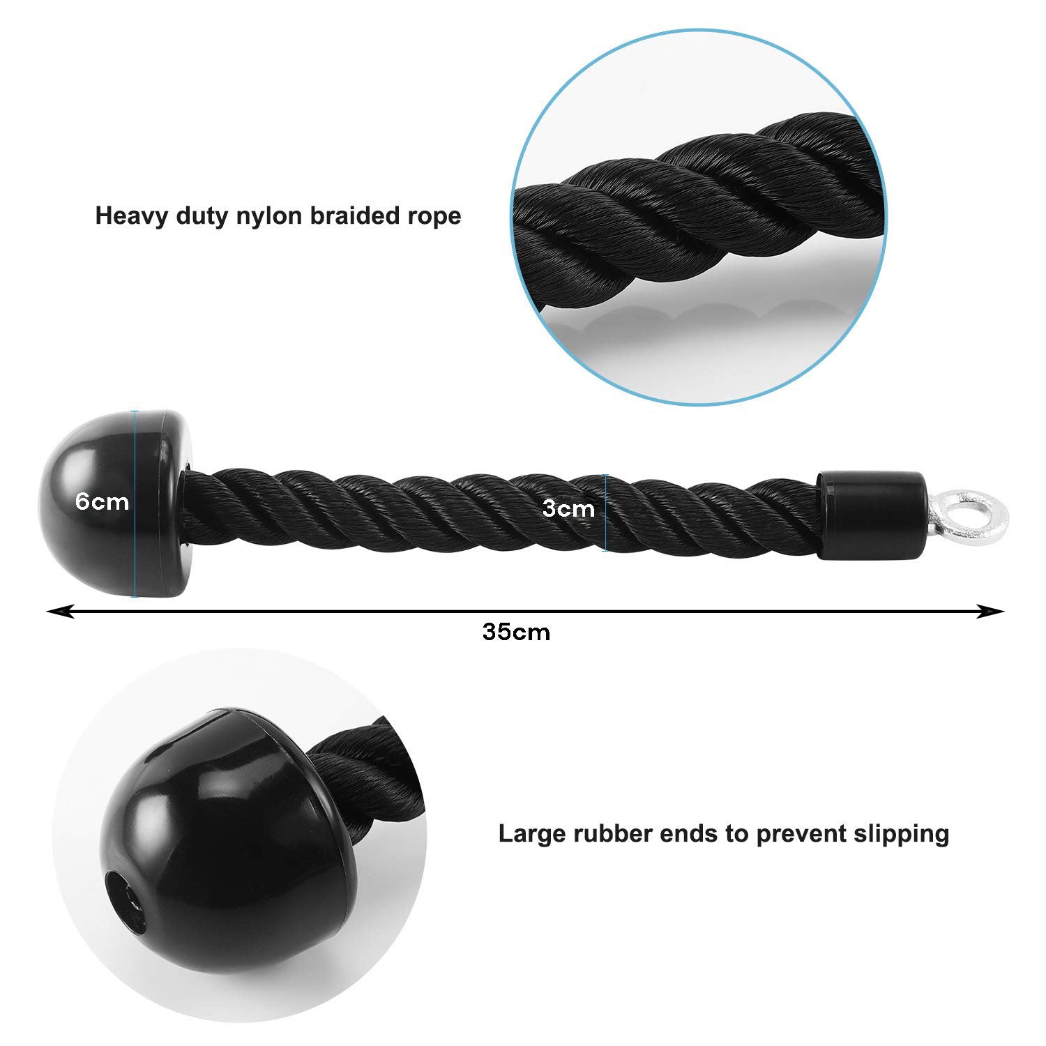 Single Grip Tricep PullDown Rope Cable Attachment Pull Down Rope Tricep Rope Pully V324-CABCRO-ROPE-S