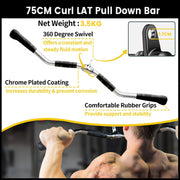 75cm Tricep Press Pulldown Bar Cable Machine Revolving LAT Pull down Bar Rotating Curl Bar V324-CABCROSS-CBAR75CM