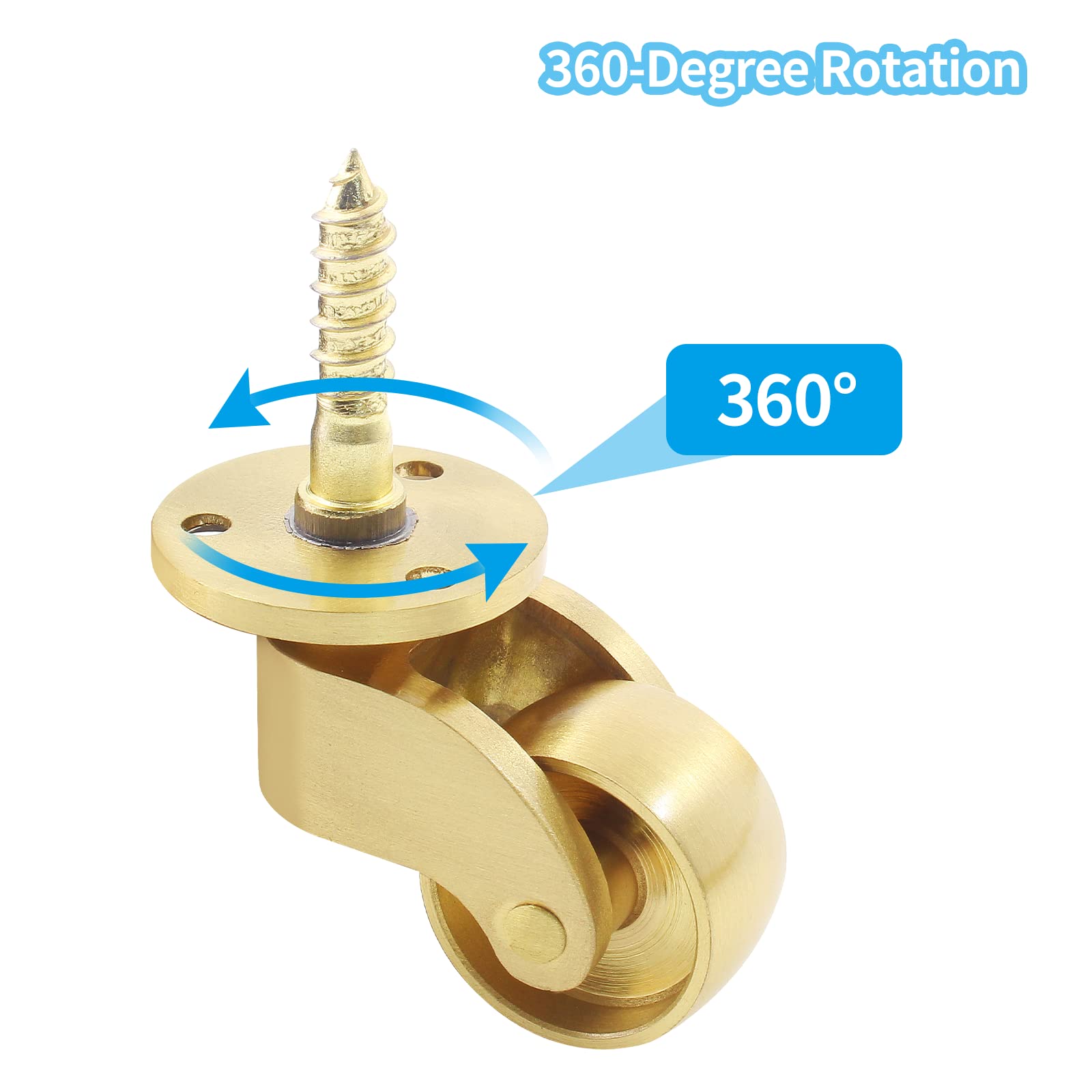 25mm Castor Brass Caster Wheel Swivel Vintage Chairs Cabinet Bed Furniture Wheels Brass V324-CASTER-22MM