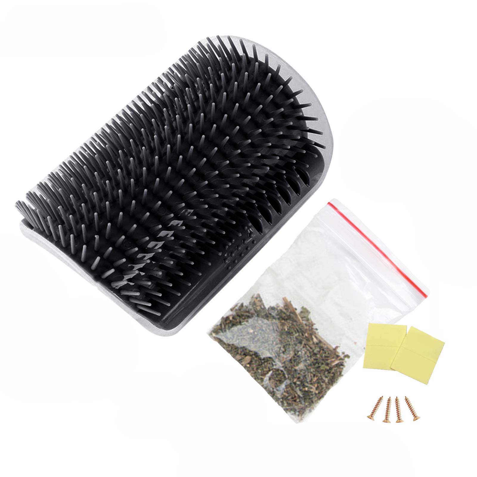 Cat Self Groomer Catnip Dog Cat Toy Corner Groomer Wall Corner Scratcher Comb Grooming Massage Brush Black V324-CATWALLSCRA-BLACK