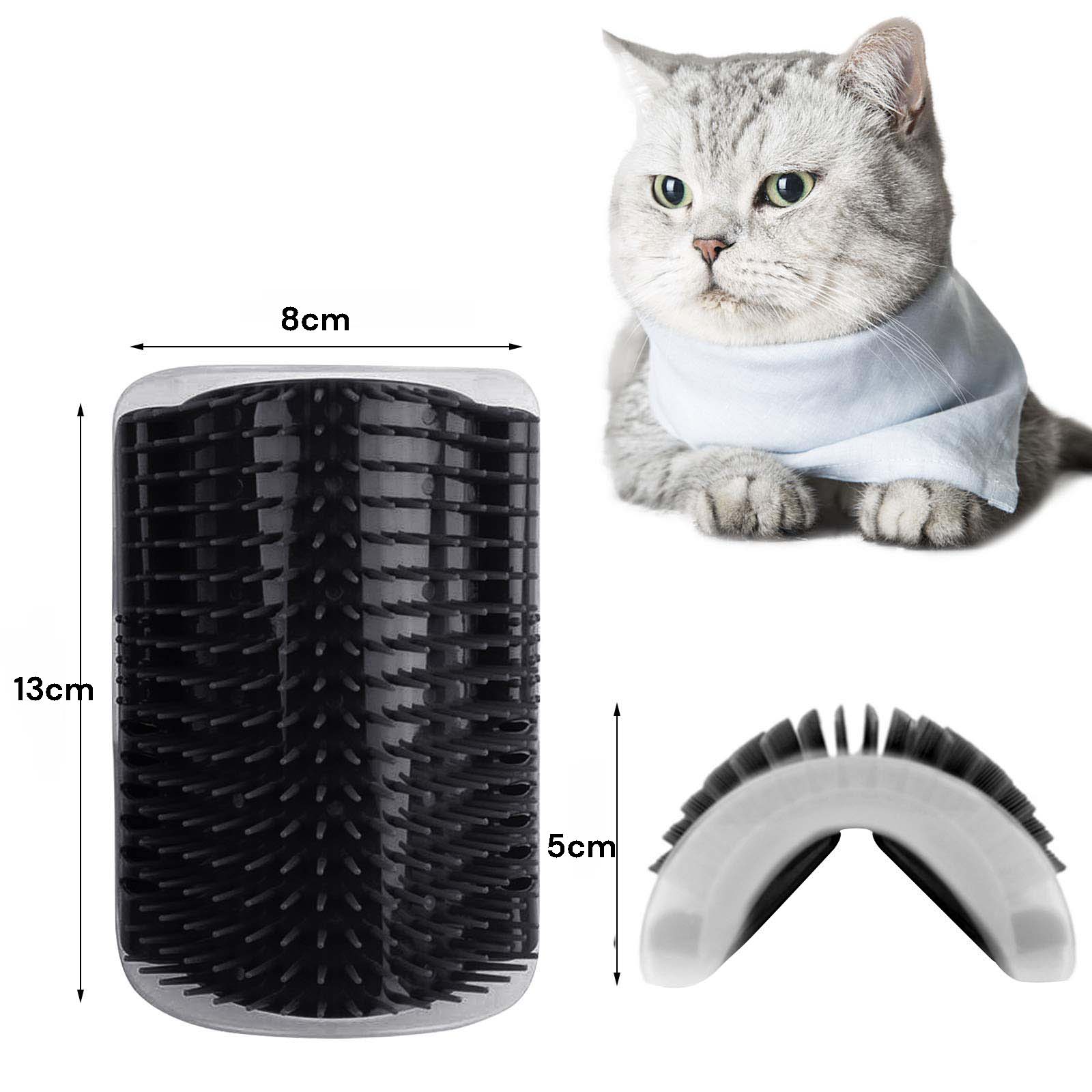 Cat Self Groomer Catnip Dog Cat Toy Corner Groomer Wall Corner Scratcher Comb Grooming Massage Brush Black V324-CATWALLSCRA-BLACK
