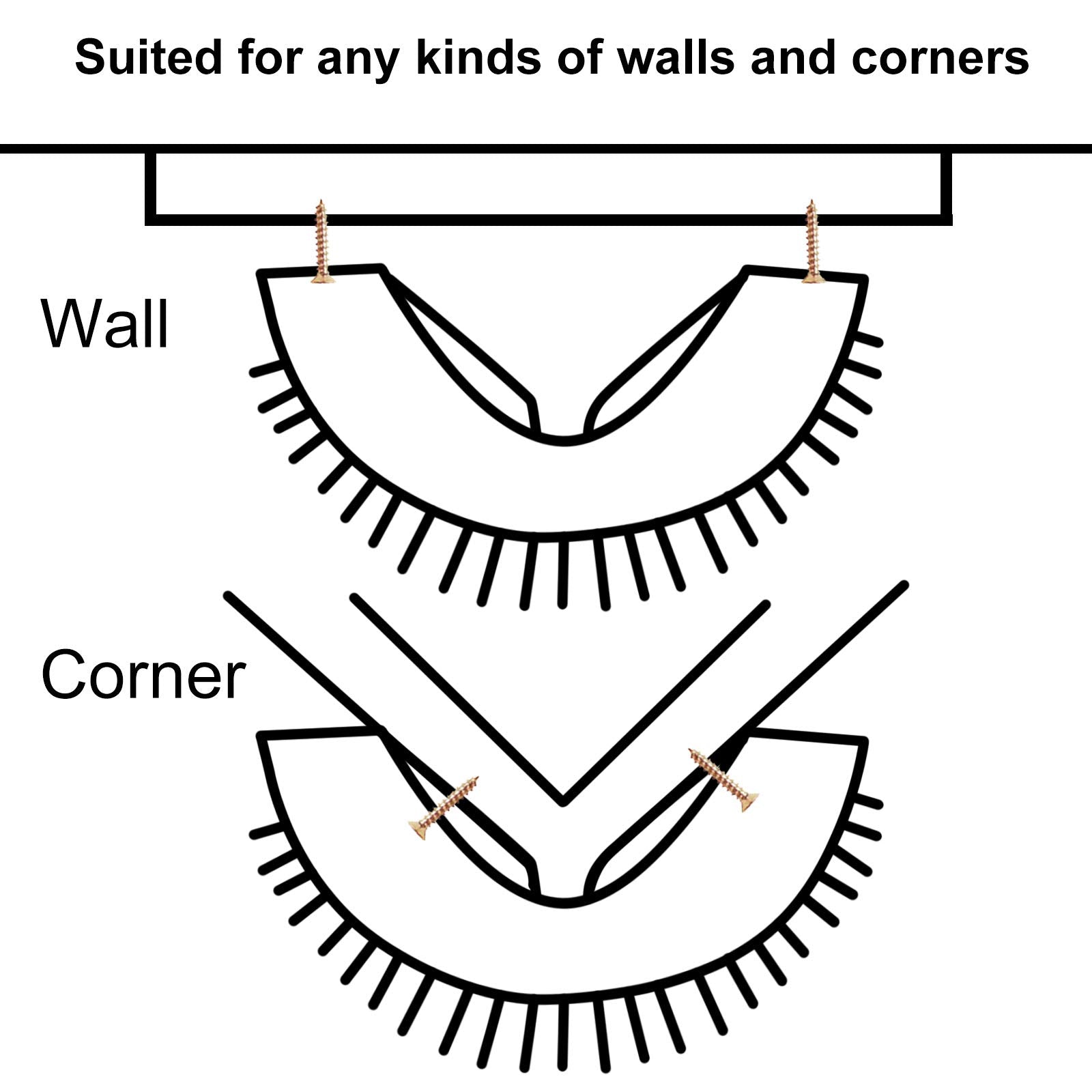 Cat Self Groomer Catnip Dog Cat Toy Corner Groomer Wall Corner Scratcher Comb Grooming Massage Brush Black V324-CATWALLSCRA-BLACK