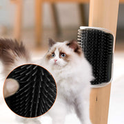 Cat Self Groomer Catnip Dog Cat Toy Corner Groomer Wall Corner Scratcher Comb Grooming Massage Brush Black V324-CATWALLSCRA-BLACK