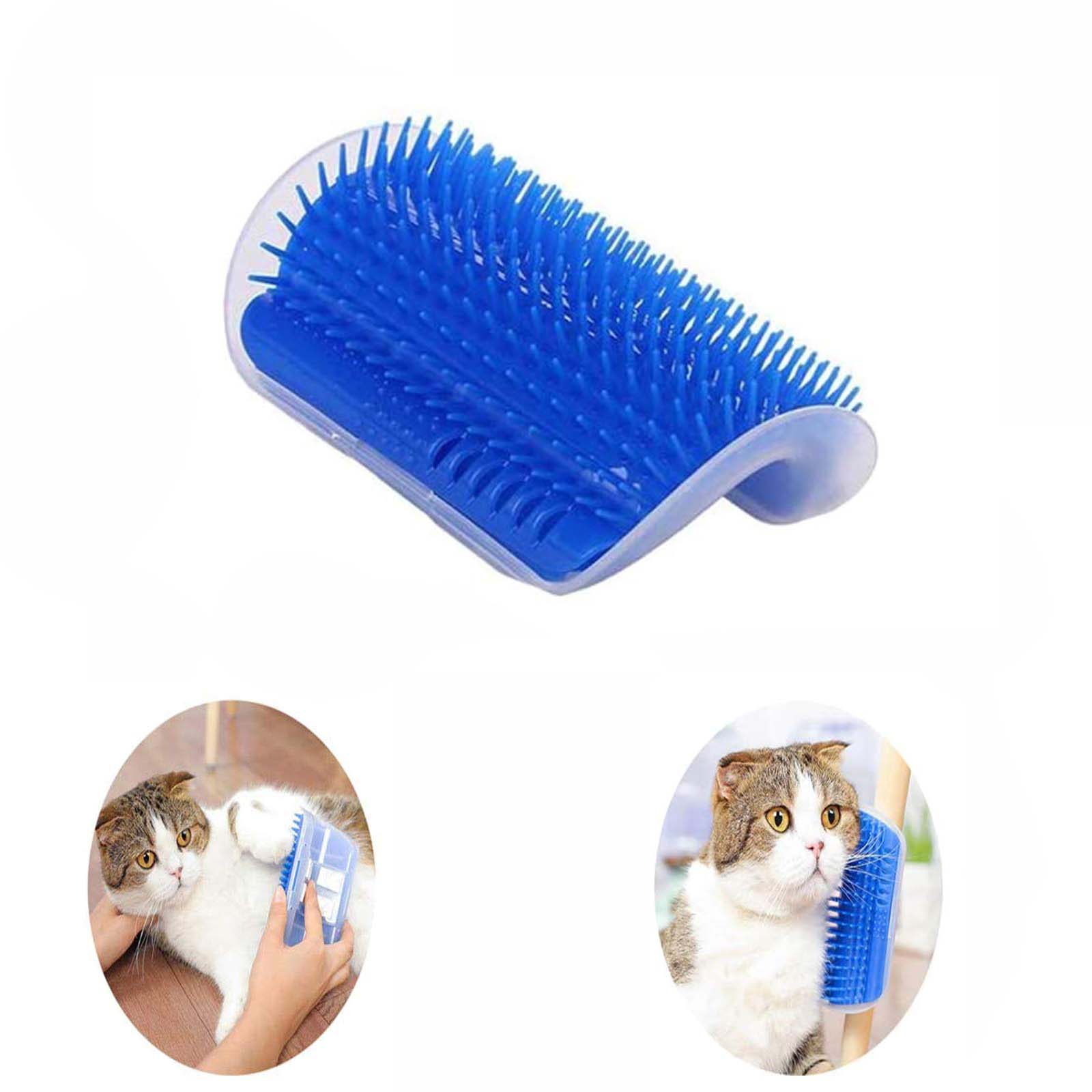 Cat Self Groomer Catnip Dog Cat Toy Corner Groomer Wall Corner Scratcher Comb Grooming Massage Brush Blue V324-CATWALLSCRA-BLUE