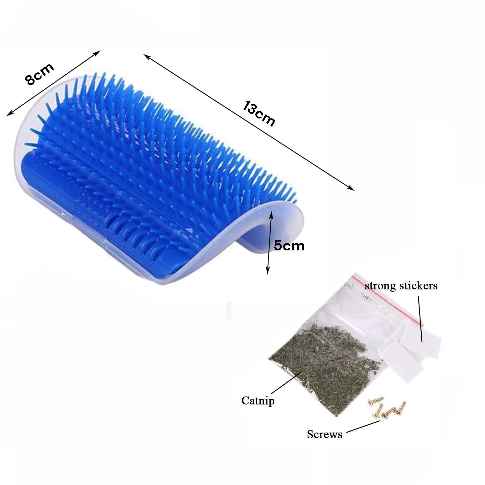 Cat Self Groomer Catnip Dog Cat Toy Corner Groomer Wall Corner Scratcher Comb Grooming Massage Brush Blue V324-CATWALLSCRA-BLUE