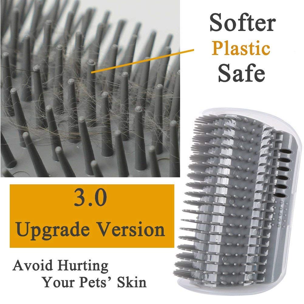 Cat Self Groomer Catnip Dog Cat Toy Corner Groomer Wall Corner Scratcher Comb Grooming Massage Brush V324-CATWALLSCRA-GREY